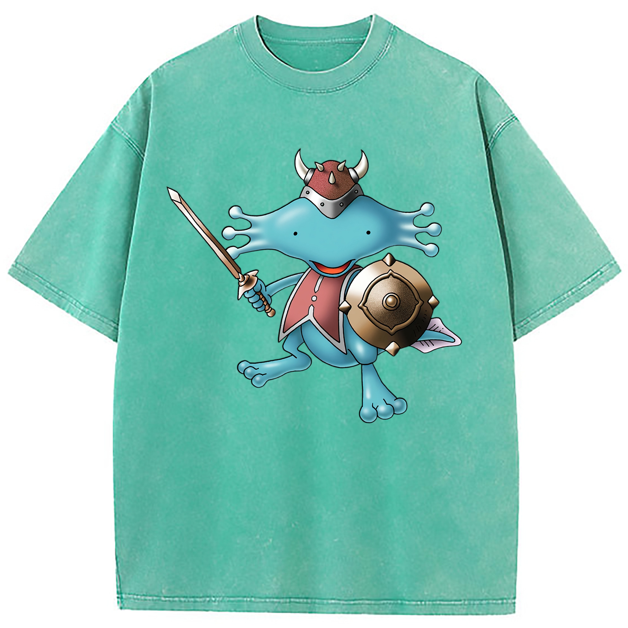 （画像用） ドラゴンクエスト Doragon Kuesuto Dragon Quest 綿100% ヴィンテージ風 半袖Tシャツ（フロントプリント）
